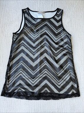 Banana Republic Black Chevron Mesh Tank